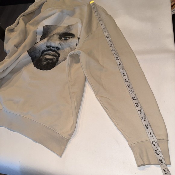 RARE Lane Seven Kanye West Face Hoodie Mens L Beige Sweatshirt Yeezy Art To Wear - Picture 8 of 8